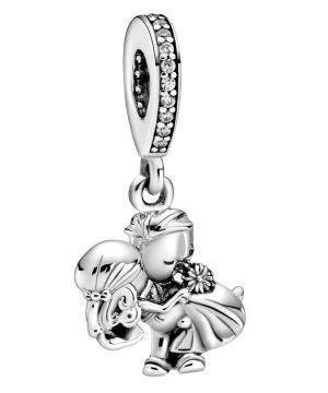 Charm colgante de plata de ley con pareja casada de Pandora con circonita cúbica transparente 798896C01 para mujer