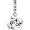 Charm colgante de plata de ley con pareja casada de Pandora con circonita cúbica transparente 798896C01 para mujer