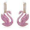 Pendientes colgantes con cristales de cisne de Swarovski en tono rosa y baño en oro rosa 5647544 para mujer