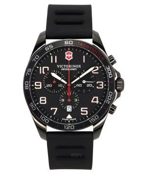 Reloj cronógrafo deportivo Victorinox Swiss Army Fieldforce con correa de caucho y esfera negra de cuarzo 241889 100M para hombr