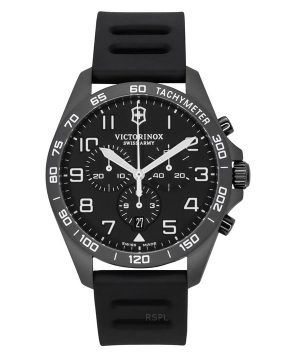 Reloj cronógrafo deportivo Victorinox Swiss Army Fieldforce con correa de caucho y esfera negra de cuarzo 241926-1 100M para hom