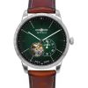 Reloj Zeppelin Flatline con correa de piel y esfera de corazón abierto verde, automático, 83644, para hombre