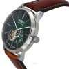 Reloj Zeppelin Flatline con correa de piel y esfera de corazón abierto verde, automático, 83644, para hombre