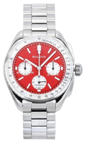 Reloj cronógrafo Bulova Lunar Pilot de acero inoxidable con esfera roja de cuarzo 96K115 para hombre