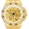 Reloj automático Bulova Octava Crystal Accents de acero inoxidable con esfera dorada y esqueleto 98A292 para hombre