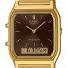 Reloj unisex Casio vintage analógico digital de acero inoxidable en tono dorado con esfera marrón de cuarzo AQ-230GA-5A