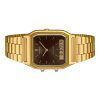 Reloj unisex Casio vintage analógico digital de acero inoxidable en tono dorado con esfera marrón de cuarzo AQ-230GA-5A