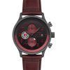 Reloj de cuarzo para hombre AVI-8 Hawker Hurricane Classic Chronograph con correa de piel color rojo sangre y esfera negra AV-40