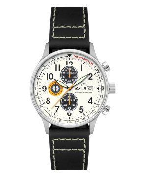 Reloj de cuarzo para hombre AVI-8 Hawker Hurricane Classic Chronograph Imperial War Museums Edition AV-4011-1E con esfera blanca