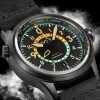 Reloj automático para hombre AVI-8 Flyboy Wingman Worldtimer GMT con esfera gris tropical AV-4120-04 y correa adicional