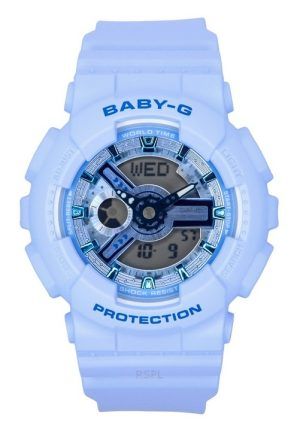 Reloj Casio Baby-G analógico digital con correa de resina azul y esfera azul de cuarzo BA-110YK-2A 100 m para mujer