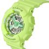 Reloj analógico digital Casio Baby-G con correa de resina verde y esfera verde de cuarzo BA-110YK-3A 100 m para mujer