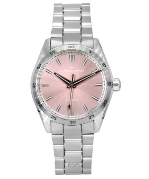 Hamilton Jazzmaster Performer Reloj automático de acero inoxidable con esfera rosa H36105171 100M para mujer