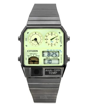 Reloj Citizen analógico digital de cuarzo con doble horario, acero inoxidable y esfera verde JG2147-85X para hombre