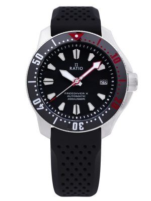 Reloj para hombre Ratio FreeDiver X Marine Black con incrustaciones de cerámica negra Automatic Diver RTX001 200M