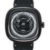 Reloj automático Sevenfriday T-Series SF-T1-04 para hombre, con correa de cuero y esfera esquelética negra y capacidad NFC