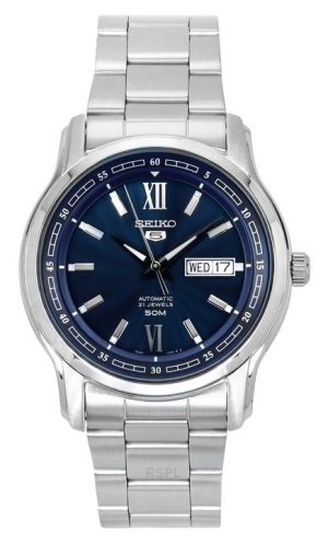 Reloj Seiko 5 automático analógico de acero inoxidable con esfera azul SNKP17K1 para hombre