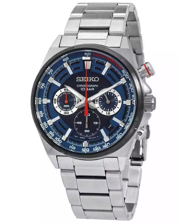 Seiko Conceptual Chronograph Stainless Steel Blue Dial Quartz SSB407P1 100M Mens Watch