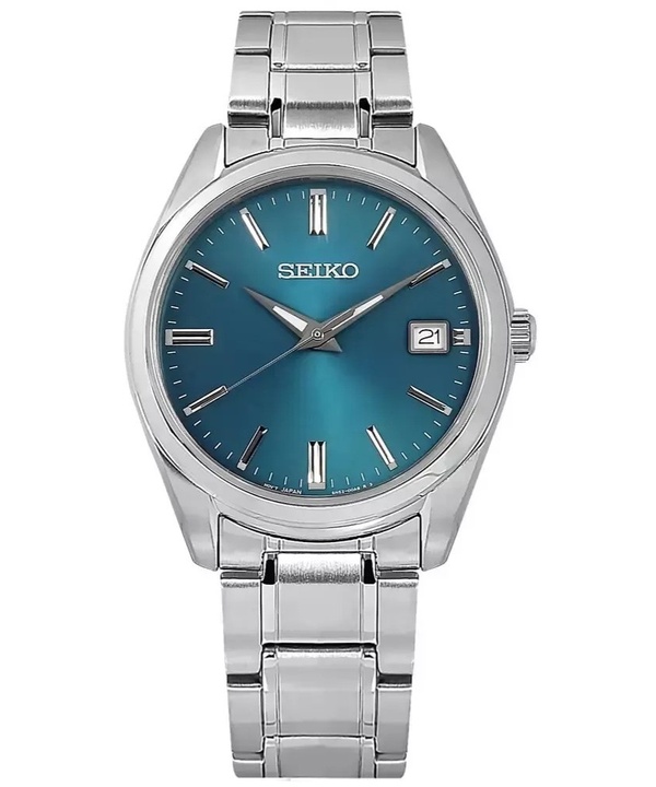 Seiko Classic Stainless Steel Blue Dial Quartz SUR525P1 100M Mens Watch