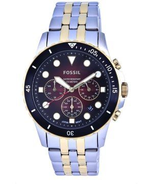 Refurbished Fossil FB-01 Chronograph Two Tone Stainless Steel Red Dial Quartz FS5881 100M Mens Watch