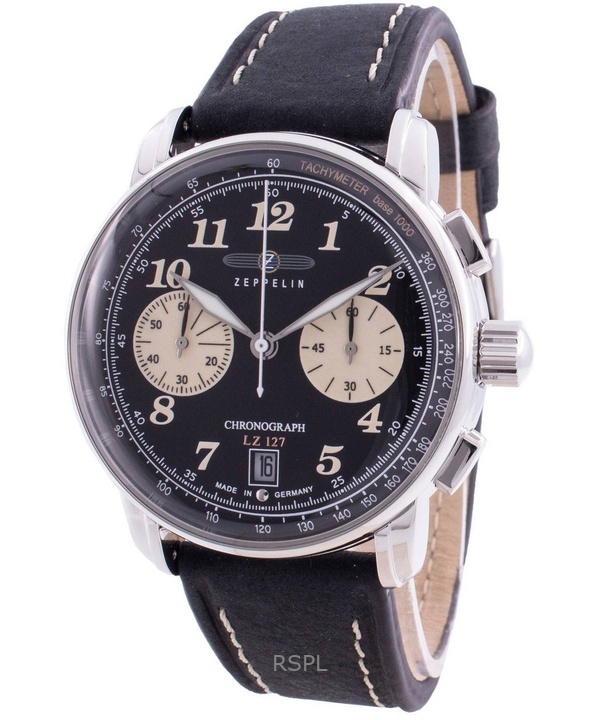 Refurbished Zeppelin LZ127 Chronograph Black Dial Quartz 86743 Mens Watch