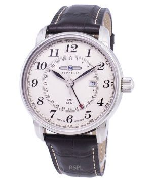 Reloj de cuarzo para hombre Zeppelin LZ127 Graf GMT con correa de piel y esfera de marfil, fabricado en Alemania, 76425