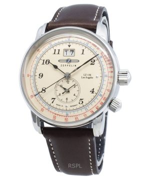 Reloj de cuarzo Zeppelin LZ126 Los Angeles con correa de cuero y esfera beige 86445 para hombre reacondicionado