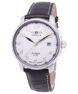 Reloj Zeppelin LZ127 Graf para hombre, automático, esfera blanca, correa de piel, 76561, fabricado en Alemania, reacondicionado