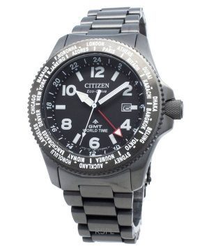 Reloj Citizen Promaster Eco-Drive Diver&#39,s BJ7107-83E de acero inoxidable con esfera negra y correa de piel reacondicionada p