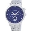 Reloj Citizen Eco-Drive Moon Phase con esfera texturizada azul, fabricado en Japón, AP1050-56L para hombre, reacondicionado