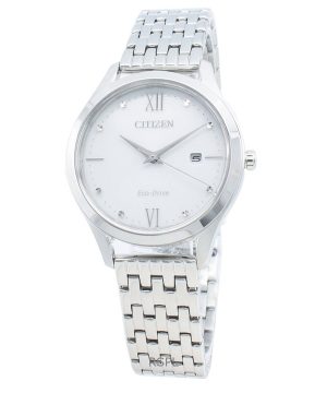 Reloj Citizen Eco-Drive de acero inoxidable con esfera blanca EW2530-87A para mujer reacondicionado