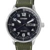 Reloj Citizen Urban Eco-Drive con correa de nailon verde y esfera negra BM8590-10E 100M para hombre reacondicionado