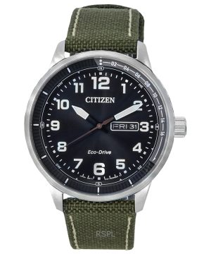 Reloj Citizen Urban Eco-Drive con correa de nailon verde y esfera negra BM8590-10E 100M para hombre reacondicionado