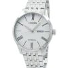 Reloj Citizen automático de acero inoxidable con esfera texturizada blanca NH8350-59A para hombre renovado