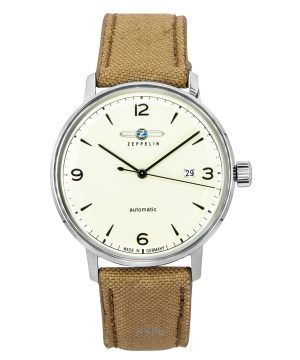 Reloj Zeppelin LZ-129 Hindenburg con correa de plástico reciclado y esfera beige, automático, 80645N, para hombre