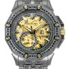 Reloj automático Bulova Octava Crystal Accents de acero inoxidable con esfera dorada y esqueleto 98A293 para hombre