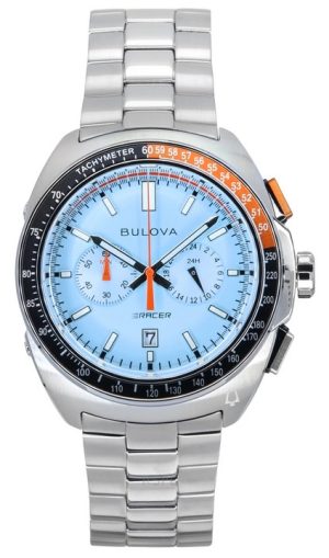 Reloj cronógrafo Bulova Racer de acero inoxidable con esfera azul y cuarzo 98B432 100M para hombre