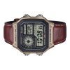 Reloj Casio Standard Digital World Time con correa de cuero de cuarzo AE-1200WHL-5AV 100M para hombre