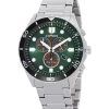 Reloj Citizen Eco-Drive Cronógrafo GMT de acero inoxidable con esfera verde AT2561-81X 100M para hombre