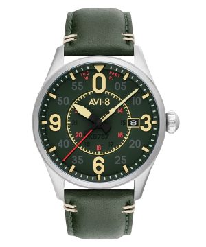 Reloj automático para hombre AVI-8 Spitfire Smith con correa de cuero y esfera verde AV-4090-03