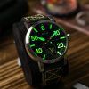 Reloj para hombre AVI-8 Dambuster Chadwick Meca-Quartz con correa de piel verde bosque y esfera verde AV-4113-02