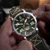 Reloj para hombre AVI-8 Dambuster Chadwick Meca-Quartz con correa de piel verde bosque y esfera verde AV-4113-02