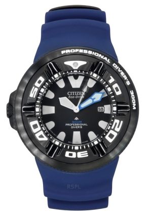 Reloj Citizen Promaster Eco-Drive Diver&#39,s BJ8055-04E 300M para hombre con correa de PU y esfera negra