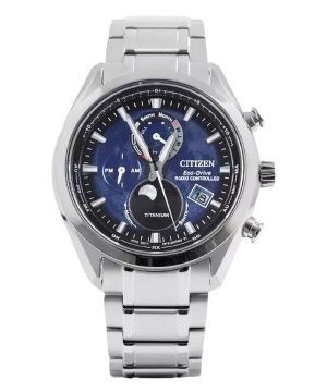 Reloj cronógrafo Citizen Tsuku-yomi Moon Phase Super Titanium con esfera azul Eco-Drive BY1010-81L 100M para hombre