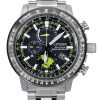 Reloj de piloto Citizen Promaster Geo Trekker Eco-Drive BY3006-53E de acero inoxidable con esfera negra y correa de piel de bece