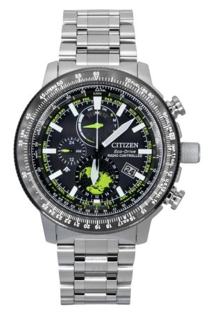 Reloj de piloto Citizen Promaster Geo Trekker Eco-Drive BY3006-53E de acero inoxidable con esfera negra y correa de piel de bece