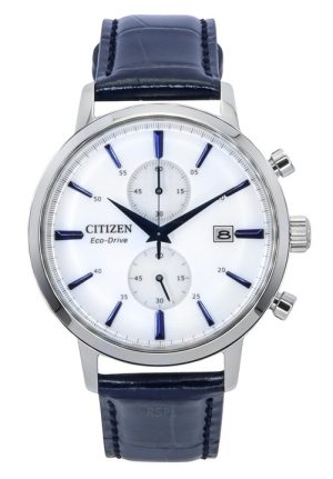 Reloj Citizen Eco-Drive Cronógrafo con correa de piel y esfera blanca CA7069-16A para hombre