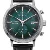 Reloj Citizen Eco-Drive Cronógrafo Correa de piel Esfera verde CA7069-24X para hombre