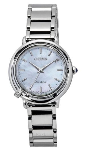 Reloj Citizen L Arcly Eco-Drive EM1090-60D para mujer, de acero inoxidable, con esfera de nácar y detalles de diamantes, con cor