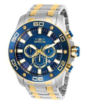 Reloj Invicta Pro Diver Scuba Chronograph de dos tonos de acero inoxidable con esfera azul de cuarzo 26082 100M para hombre